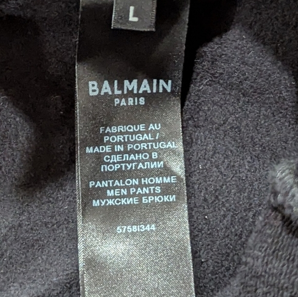 Mens BALMAIN Embossed Moto Jogger Pants Black Large - Picture 10 of 11